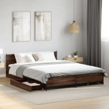 VidaXL Cadru de pat cu sertare, stejar maro, 150x200 cm lemn prelucrat 3279931