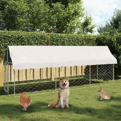 vidaXL Padoc pentru c&amp;acirc;ini de exterior, cu acoperiș, 400x100x150 cm foto