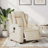 VidaXL Fotoliu electric de masaj rabatabil, crem, textil