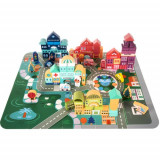 Set constructie oras, lemn, 100 buc, Multicolor