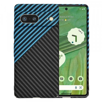 Husa pentru Google Pixel 7, Techsuit, Carbonite FiberShell, Neagra Bleu foto