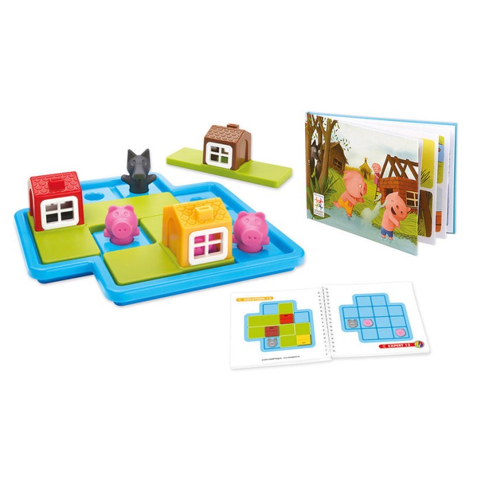 Smart Games - Three Little Piggies - Deluxe, joc de logica cu 48 de provocari, 3+ ani, editie lb. Romana
