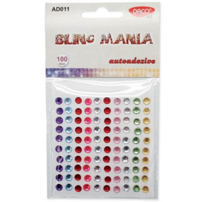 Strasuri Autoadezive Daco Bling-Mania 100 Buc/Set, Multicolor, Strasuri Rotunde, Strasuri Autoadezive, Strasuri Daco Autoadezive, Strasuri Multicolor, foto