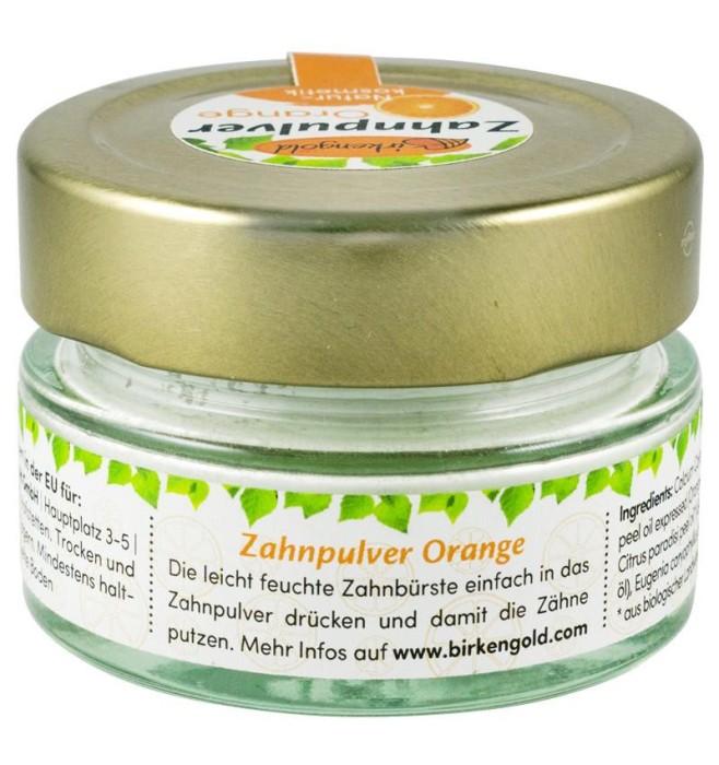 Pulbere pentru Dantura cu Portocale si Xylitol 30 grame Birkengold