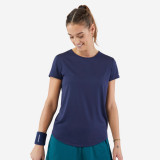 Tricou cu guler rotund Tenis Dry Essentiel 100 Bleumarin Damă, Artengo