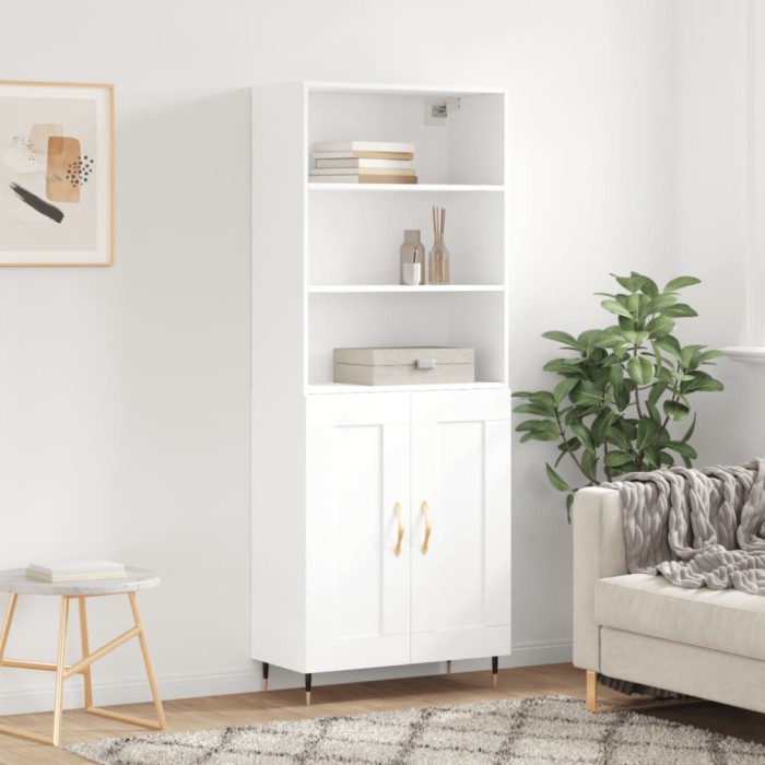 vidaXL Dulap &icirc;nalt, alb, 69,5x34x180 cm, lemn compozit