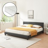 Pat tapitat Dortmund Schwarz cu saltea 180 x 200 cm negru Corium HausGarden Leisure, [Corium]