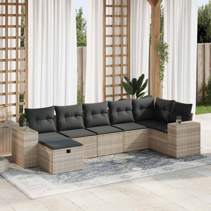 Gossi set canapele de gradina cu perne, 7piese gri deschis poliratan