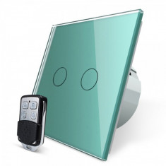 Intrerupator LIVOLO cu touch dublu wireless telecomanda inclusa verde, VL-C7-C2-C702R-18 foto