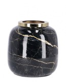 Vaza flori metal auriu negru Marsha 18x17 cm