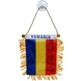 Steag auto Romania tip fanion, cu ventuza, 8x12 cm, PRC