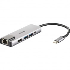 Hub USB D-Link DUB-M520, 5-in-1, USB Type C, 2 x USB 3.0, 1 x HDMI, 1 x RJ-45