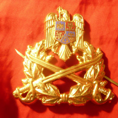 Insigna Sapca de Ofiter dupa '90 , metal aurit si email , L= 6,5 cm