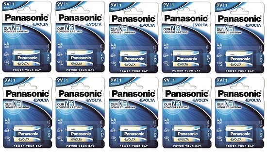 Set 10 Baterii Super Alkaline 9V - Panasonic Evolta