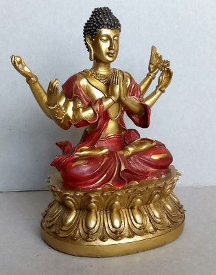 Statueta Avalokiteshvara cu 6 maini - Buddha compasiunii, protectorul Tibetului foto