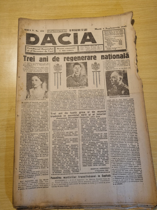 Dacia 7 septembrie 1943-trei ani de regenarare nationala,insula ada kaleh