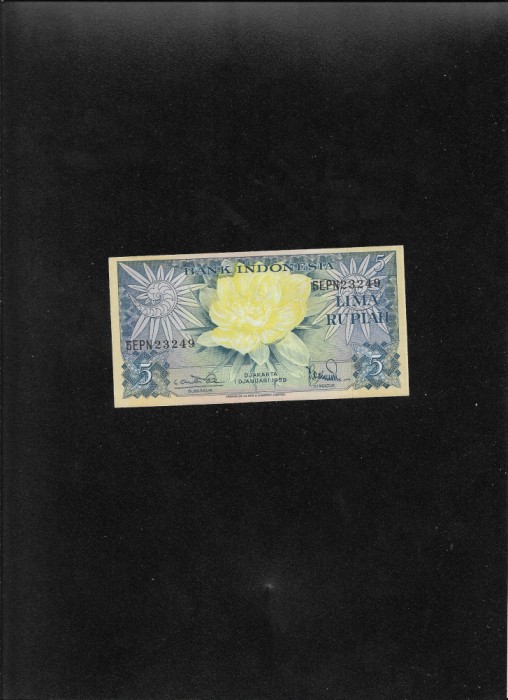 Indonezia 5 rupiah rupii 1959 seria23249 aunc