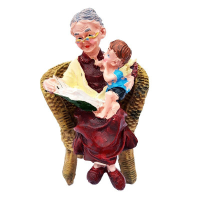 Statueta decorativa, Bunica cu nepot, 14 cm, 98E-1 foto