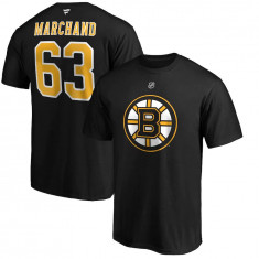 Boston Bruins tricou de bărbați Brad Marchand #63 Stack Logo Name &amp; Number - M