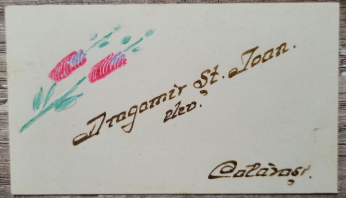 Felicitare interbelica, desen original