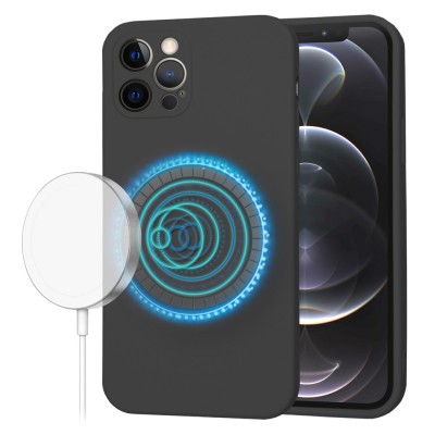 Husa silicon iPhone 12 Pro Techsuit SoftFlex MagSafe, negru foto