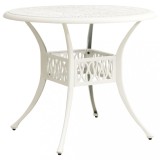 Masă grădină vidaXL, aluminiu turnat, alb, 90x90x74 cm, exterior, terasă, ceai/cafea, design unic