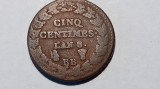 MONEDA FRANTA 5 CENTIMES L&#039;AN 8 BB (1799) - PRIMII ANI DUPA REVOLUTIA FRANCEZA