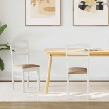 vidaXL Scaun de sufragerie 2 pcs Alb și maro Lemn Solid de Cauciuc 42020499