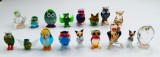 Lot de 17 BUFNITE din sticla suflata colorata gen Murano 3- 6 cm inaltime fiecare bufnita