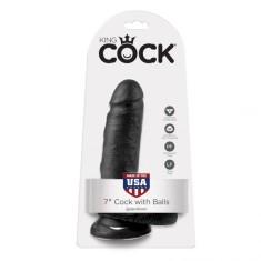 Regele Cocos 7 Dildo Negru Cu Bile 17.8 Cm foto