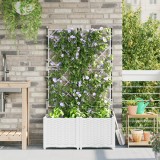 vidaXL Ghiveci Gradina cu Grinda, 2 buc, Alb, 80x40x143cm, Plastic, Interior/Exterior, Ideal Plante Cataratoare