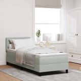 Cumpara ieftin Pat cu arc LED cu headboard Gri deschis 80 x 200 cm Catifea