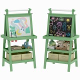 AIYAPLAY Tablă de Desen Dublă Pentru Copii 3-6 Ani, 59x48x118 cm, Verde | Aosom Romania