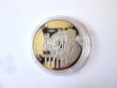 Rară! Cuba 10 Pesos 2002 Proof UNC arg.999 Amerigo Vespucci,moneda din imagini,diam=38 mm,gr=20 gr