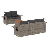 Cumpara ieftin Set mobilier gradina cu perne, 6 piese, gri, poliratan