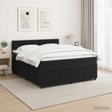 Cumpara ieftin Pat boxspring cu saltea cu benzi LED Negru 160 x 200 cm Catifea