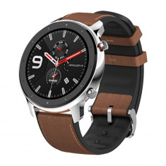 Smartwatch Amazfit GTR 47MM Carcasa Otel Inoxidabil si Curea Maro foto