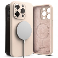 Husa Ringke Silicone Magnetic MagSafe pentru Apple iPhone 15 Pro Max Crem