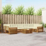 vidaXL Set de canapele de exterior cu pernă 8 pcs Natural și Crem 3373185