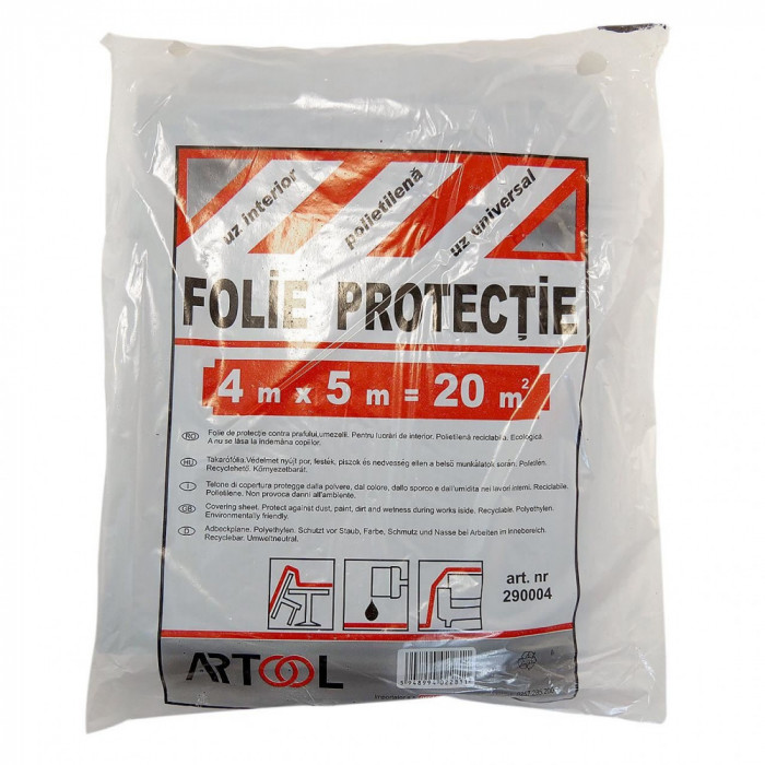 Folie acoperire/protectie 4x5 m, 20 mp, LDPE, 60 microni, ARTOOL