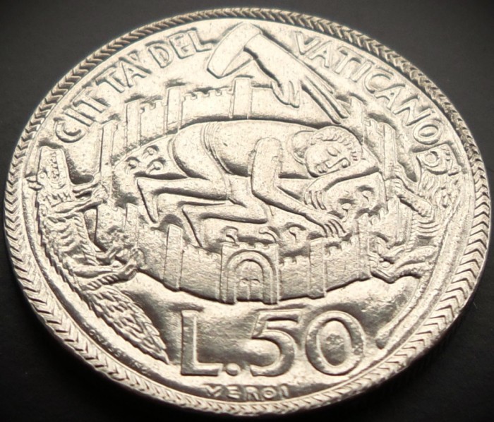 Moneda 50 LIRE - VATICAN, anul 1975 * cod 819 = UNC - Papa Paul VI