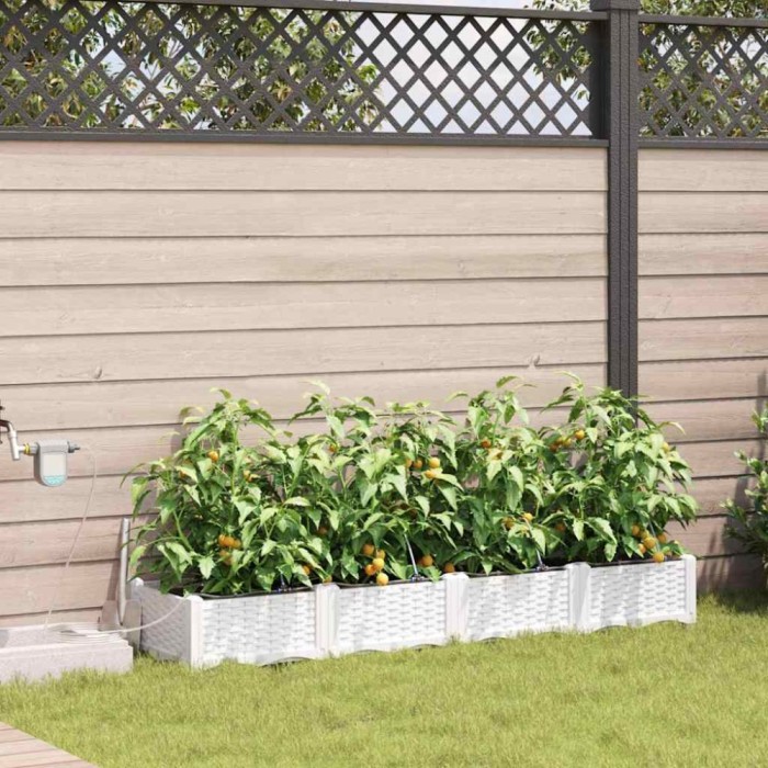 vidaXL Ghivece pentru grădină Alb 160 x 40 x 22 cm Oțel