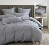 LENJERIE DE PAT NATUR UNI STRIPE 6 PIESE CU HUSĂ (GRI)