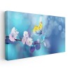Tablou fluture galben pe ramura copac inflorit, albastru 1801 Tablou canvas pe panza CU RAMA 70x140 cm