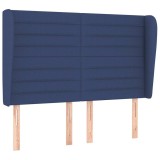 Cumpara ieftin Tablie de pat cu aripioare, albastru, 147x23x118/128 cm, textil