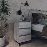 VidaXL Noptieră cu picioare metalice, gri sonoma, 40x35x69 cm