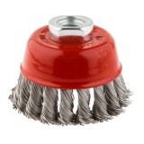 Perie cupa evazata din sarma inox 80 mm M14 pentru polizor unghiular
