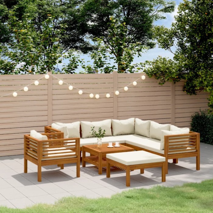 vidaXL Set mobilier grădină cu perne crem, 8 piese, lemn masiv acacia 3086939
