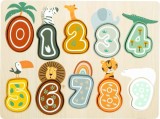 Cumpara ieftin Set de numere puzzle Safari din lemn pentru copii