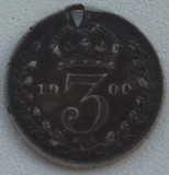 Moneda Regatul Unit - 3 Pence 1900 - Argint